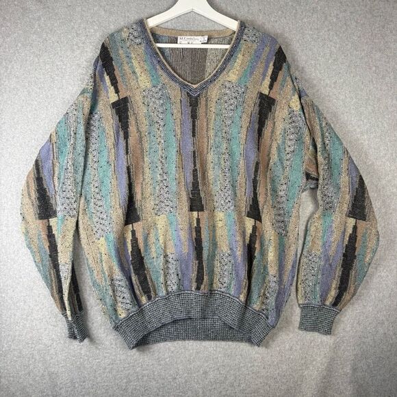 Vtg St Croix Knits Wool Cotton Sweater Men XL Coogi Style Grandpa Cosby - Picture 1 of 6